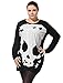uxcell Lady Plus Size Skull Embellished Autumn Knitted Tee Shirt Black 3X