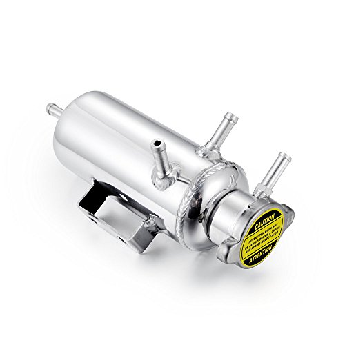 Heinmo Universal Aluminum Car Oil Catch Radiator Breather Tank Kit Reservoir Can Silver