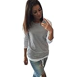 Fashion Splice Women Blouse Long Sleeve Casual Shirts Tops On Clearance
