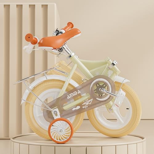 AM ANNA Girls Bike with Basket for 3-12 Years Old Kids, 12 14 16 18 Inch Bicycle with Training Wheels, Basket, Adjustable Seat & Handlebar, Hand & Coaster Brakes, Bell for Girl Boy (Pink, 12'')