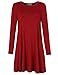 MISSKY Long Sleeve Loose Mini Casual T-Shirt Dress (WineRed,M