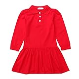 Z by Yoon Little Girls Red Long Sleeve School Uniform Polo Dress 3T-7