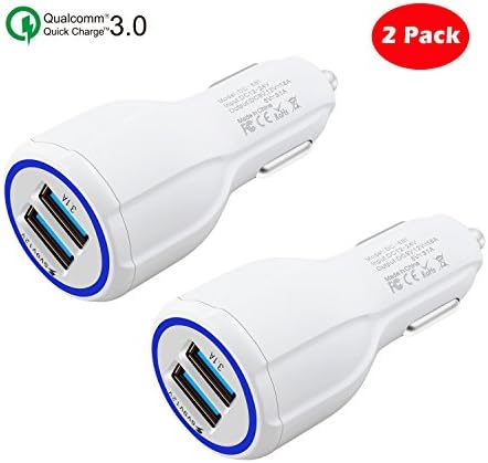 2 Pack Car Charger,Quick Charger 3.0,36W 3A,2Port USB .Quick Car Charger and for Samsung Galaxy S7/S7Edge, S6/S6 Edge/Note iPhone 6s/Plus, iPhone 6/Plus, iPhone 7/Plus iPad and More - White