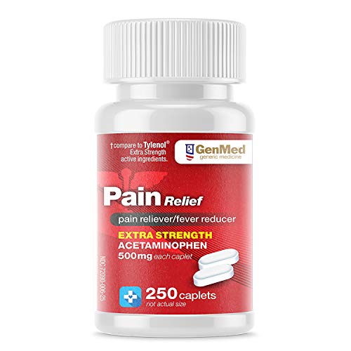 Genmed Pain Relief Extra Strength, 250Count, Compare to Tylenol Extra Strength Caplets with 500 mg Acetaminophen, Pain Reliever & Fever Reducer