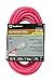 Coleman Cable 2577SW000A 25-Foot 12/3 Neon Outdoor Extension Cord, Made in the USA, Water Resistant Vinyl Jacket, Reinforced Blades, Clear Molded Plug With Power Indicated Light, Fluorescent Pink,