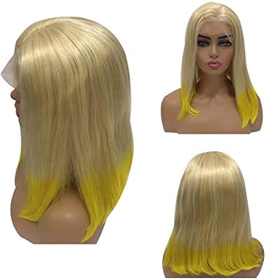 Blonde Ombre Human Hair Wig Lace Front Short Bob Wig 8 Inch