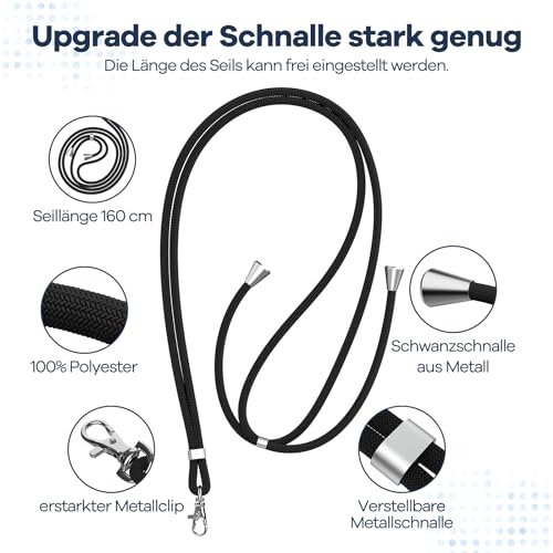 caslord Handyband Universal, Handy Lanyard mit Universelles Patch, Handyband mit Hülle kombinierbar, Einstellbar und Abnehmbar