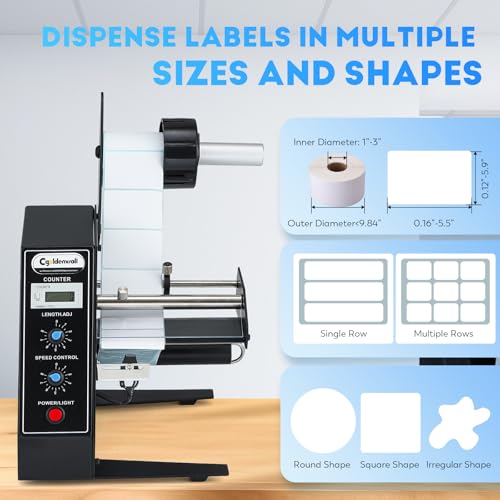 CGOLDENWALL Distributeur Automatique D'étiquettes avec Comptage Automatique 0-999999, Décolleuse D'étiquettes à Vitesse et Longueur Réglables, Largeur 4-140MM, Longueur 3-150MM