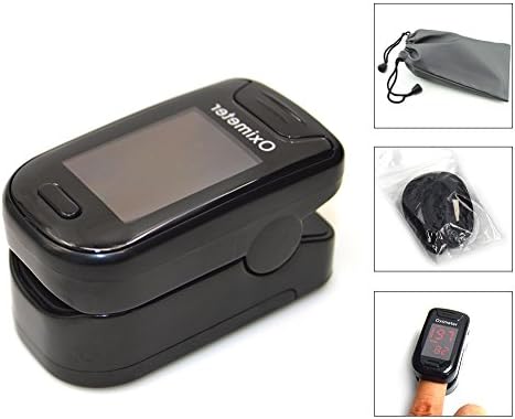 Fter Fingertip Pulse Oximeter Oximetry Blood Oxygen Saturation Monitor with Waterproof Carrying Case, Batteries and Lanyard for Adults, Children, Sports use only