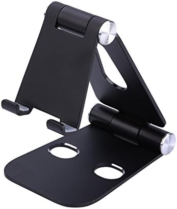 New Foldable Adjustable Stand for Cell phone Dock Cradle Aluminum Desktop Video Game Heavy Duty Multi-Angle Holder for iphone 7 Plus / 6S / 6,ipad,Samsung S8 LG HTC,Tablet-Black