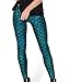 Acediscoball Women's Mermaid Fish Scales Printed Skinny Stretch Legging Pants Size L Blue