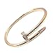 Gold Stainless Steel Nail Love Bangle - Bracelet with Crystal Zircon Stones Inlaid - Free Gift Box included - 3L Jewelry