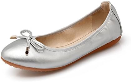 Women Foldable Ballet Flats, Fold up Round Toe Bowknot Slip On Shoes