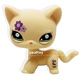 Littlest Pet Shop RARE Short Hair Cat kitty Yellow Purple Flowers LPS Toy #1962