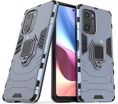 MUMOYAN Case for Xiaomi Poco F3/F3 Pro, Hybrid 2 in 1 TPU + PC 360° Rotating Stand, Military Grade Anti-fall, [Works with Magnetic Car Mount] Protective Case, Blue