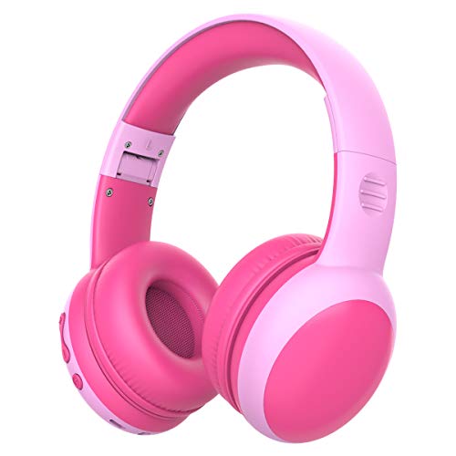 gorsun Bluetooth Kids Headphones with 85dB Limited Volume, Children’s Wireless Bluetooth Headphones, Foldable Bluetooth Stereo Over-Ear Kids headsets – Pink