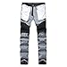 DANT BULUN Men's Ripped Slim Straight Fit Moto Biker Jeans with Zipper Deco (32, Black)