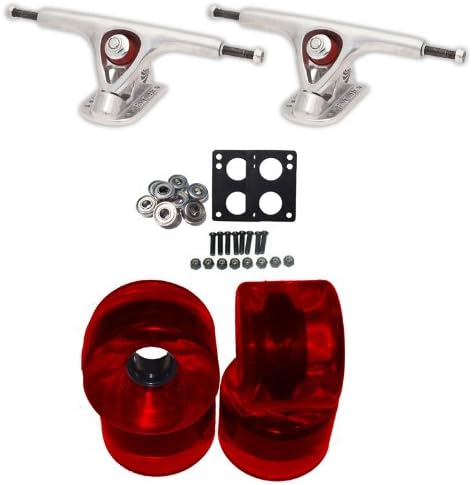 COMBO PARIS TRUCKS RED WHEELS BEARINGS DROP THROUGH LONGBOARD SKATEBOARD THRU