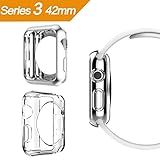Apple Watch Case, UBOLE Scratch-resistant Flexible Lightweight Plated TPU Full Body Protective Case for iWatch Series 3, Series 2, series 1 (CLEAR+SILVER 42mm)