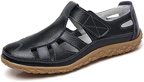 SaraIris Sandals for Women Summer Shoes - Gladiator Cutouts Closed Toe Sandals Cow Split Leather Breathable Flat Sandals for Women