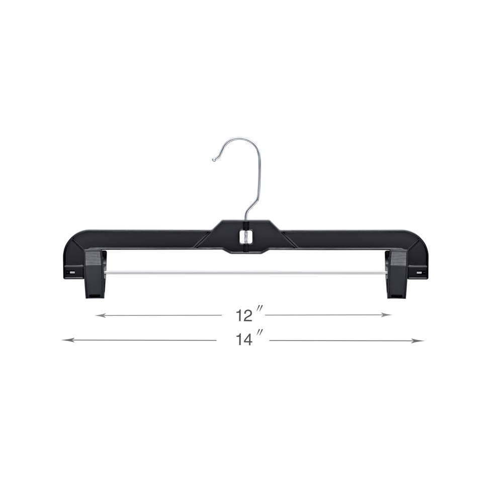 House Day 14 inch Pack of 50 Black Plastic Pants Hangers with Clips