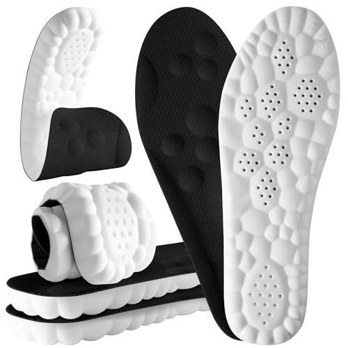 2 Pares Plantillas para Fascitis Plantar, Plantilla Ortopédicas para Mujer y Hombre, Plantilla para Zapatos con Apoyo de Arco, Plantilla Memory Foam Antifatiga, Aliviar el Dolor de Pies (Negro 23-25)