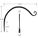 Gray Bunny Hand Forged Curved Hook, 8.5 Inch, Black, 2-Pack, for Bird Feeders, Planters, Lanterns, Wind Chimes, As Wall Brackets and More!