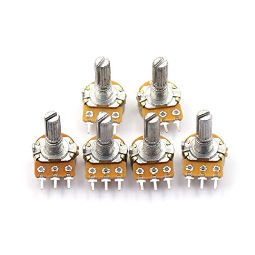 DaFuRui 21Pcs[7 Values x 3pcs] B5K B10K B20K B50K B100K B250K B500K Ohm 3 Terminals Knurled Shaft Linear Rotary Taper Potentiometer with Black Knob Kit - Thumbnail 3