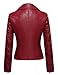 Tanming Women's Faux Leather Collar Moto Biker Short Coat Jacket (Large, W-Red6)