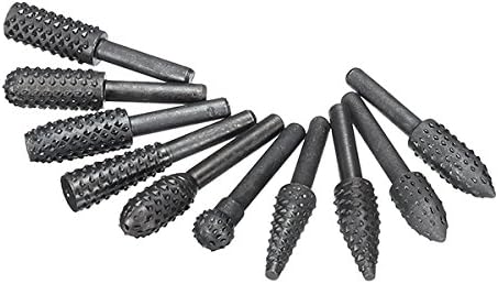 Aoher 10Pcs Rotary File Rasp Set 6mm Shank Rotary Files Burr Cutters Woodworking Carving Bits