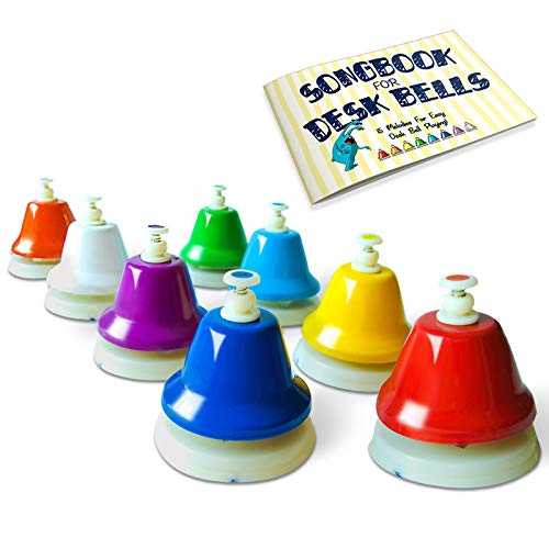 MINIARTIS Chroma Hand Desk Bells Set - Diatonic 8 Colorful Notes Hit on Top Feature Songbook, Carry Case Included Great Holiday, Birthday Gift for Kids - Thumbnail 7