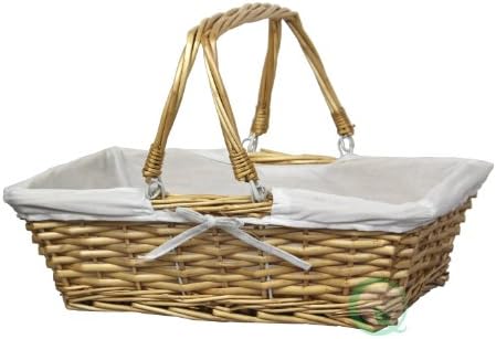 Vintiquewise Rectangular Willow Basket With White Fabric Lining