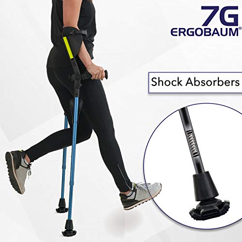 Ergobaum® Prime 7TH Generation by Ergoactives. 1 Pair (2 Units) of Ergonomic Forearm Crutches - Adult 5' - 6'6'' Adjustable (Blue)