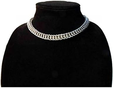 Steel Choker Chain Necklace, Handmade Steel Chain Mail by ChainMettle Jewelry