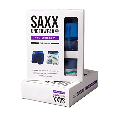 Saxx Mens Vibe 2 Pack Boxers Underwear 2X-Large Anchor/Boat