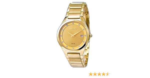 Amazon.com: Seiko Mens Solar Powered Gold Plated Wrist Watch with Diamonds  : Clothing, Shoes \u0026 Jewelry