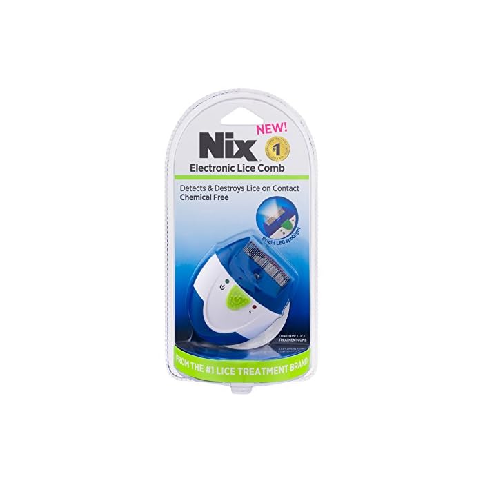 Nix Electronic Lice Comb Instantly Kills Lice & Eggs and Removes From Hair, White/Blue, 1 Count (Pack of 1)