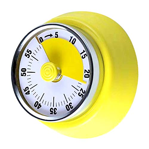 Kitchen Timer, Kitchen Countdown Cooking Timer Reminder, No Battery Required Magnetic Time Management Timer (Mechanical-Yellow)