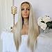 DBOWIN QUEEN HAIR Long Grey Body Wavy Lace Front Wigs for Women Thick Soft Heat Resistant Gray Ombre Synthetic Wig Fiber Hair for Halloween (Ombre Blonde, 24inch)