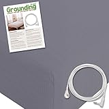 Grounding Brand Earthing Sheet Fitted King Size with Connection Cord - 400TC Natural Cotton with Pure Silver Conductive Thread for Better Sleep, Wellness and Healthy Earth Energy, Grey