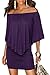 Sidefeel Women's Dresses Off The Shoulder Ruffles Night Club Bodycon Mini Dress Purple XXX-Large