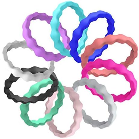 CAMPSNAIL Wedding Ring for Men & Women - Single Silicone Rubber Braided Colorful Fashion Wedding Band - Flexible No Metal, Skin Safe, No-Toxic, Soft