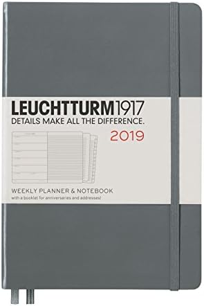 Leuchtturm1917 357811 Weekly Planner & Notebook 2019, Medium (A5), English, Anthracite