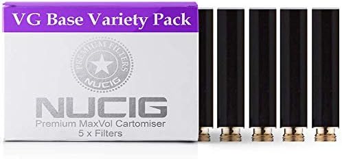NUCIG® Pack of 5 BLACK 0MG VARIETY Flavour Refill Cartomiser Filter | ***VG Premium | for e shisha e hookah e cigarette electronic cigarette ego (Black) | Nicotine Free | Tobacco Free