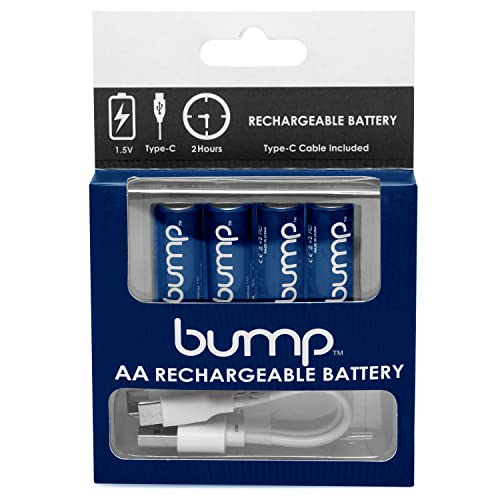 BUMP AA Rechargeable Batteries 4 Pack Lithium Ion, High Output