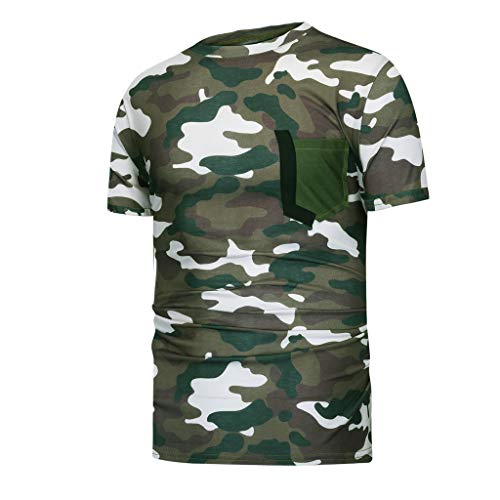 Men's New Summer Casual Camouflage Printing Elastic Short Sleeve T-Shirt Tops