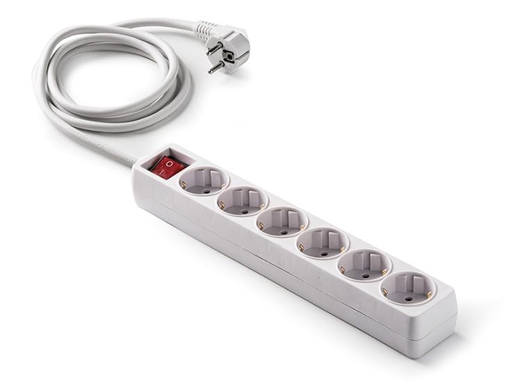 - Regleta ecosockets | 6 Tomas | Enchufes con Interruptor de Encendido | 5 Metros | hasta 3680W | Protección Infantil | Orientación Tomas a 45º | Evita consumos Fantasma | Blanco