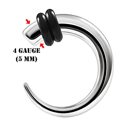 BIG GAUGES Pair 316L Surgical Steel 4g Gauge 5mm Piercing Jewelry Curved Taper Ear Stretcher Earring BG0320 - Thumbnail 2
