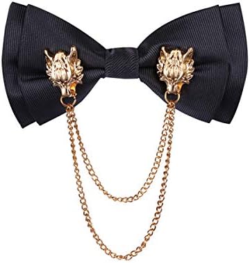 STARIMCARBON Men's Adjustable Golden Metal Wings Wolf Bowtie Double Layer Necktie Bow Tie for men's best ball party gift