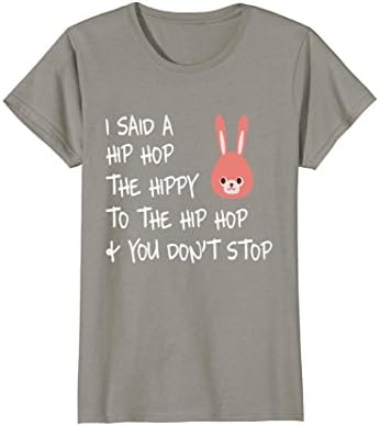 Womens I said Hip Hop The Hippy You Don't Stop Easter Bunny T-Shirt Large Slate